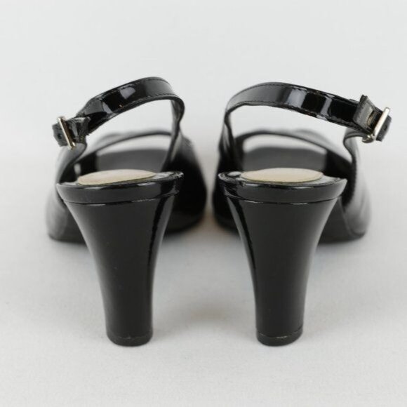 Alex Marie Women's Size 8 Black Patent Leather Slingback Peep Toe Heels - Picture 4 of 10